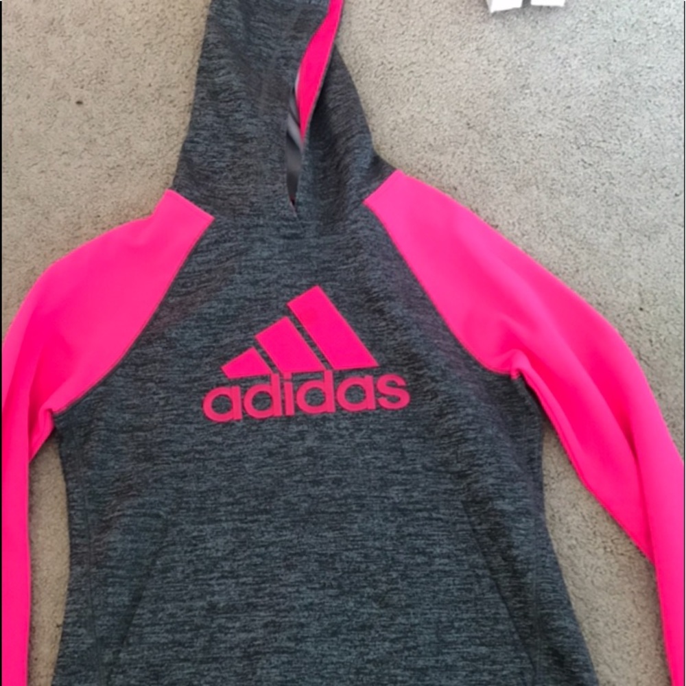 Dark grey and pink adidas sweatshirt